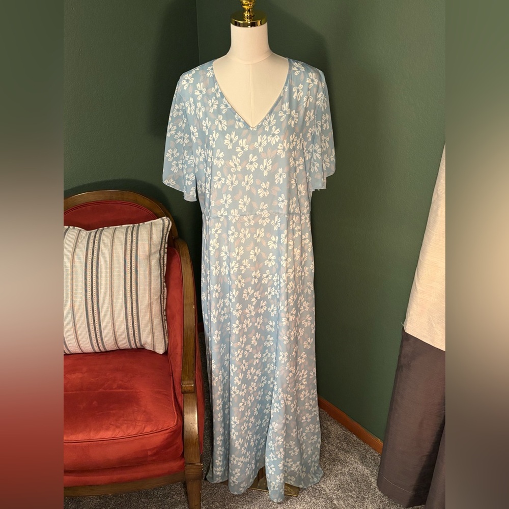 New Floral Blue Maxi Dress